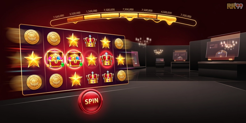 Hình ảnh giao diện Ultra Hũ 69 Elite với các slot jackpot sôi động và nút quay hấp dẫn
