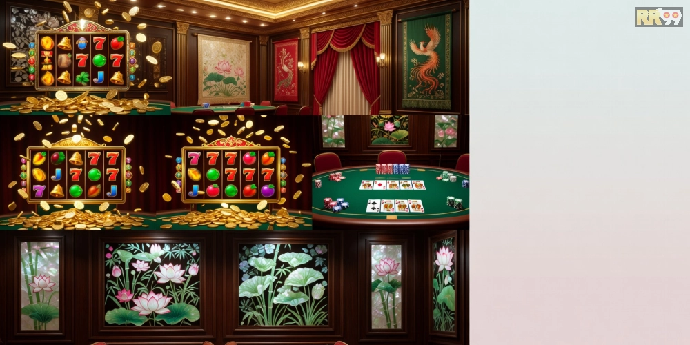 Minh họa các game slot và poker phổ biến với ưu đãi khuyến mãi hấp dẫn trên nền tảng 69vn