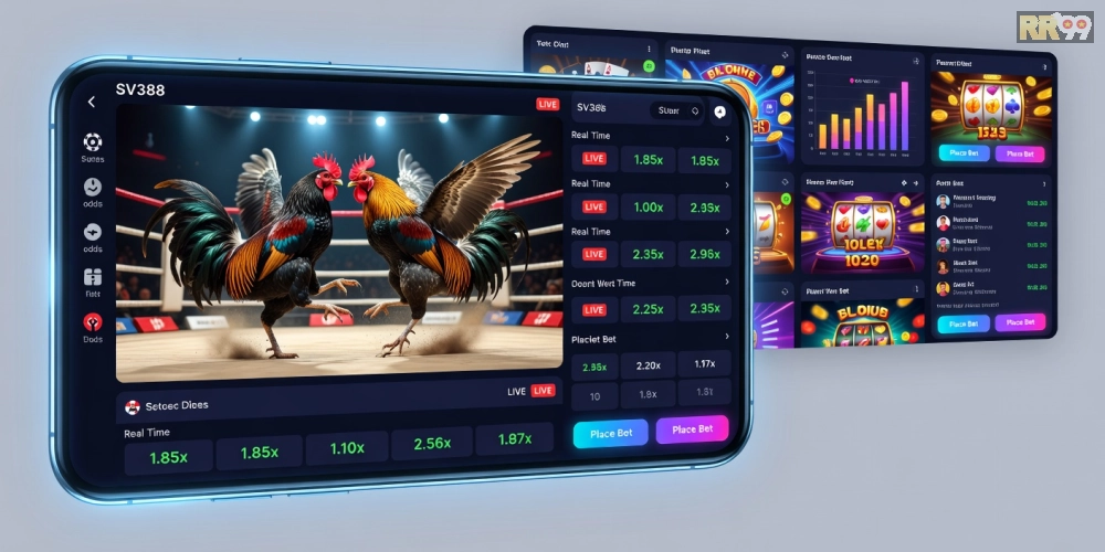 Hình ảnh giao diện đá gà trực tiếp SV388 với các trận đấu nổi bật
